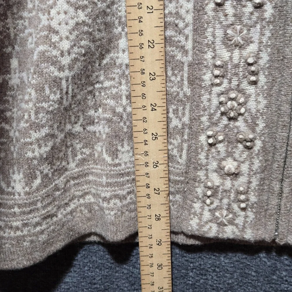 Pendleton Women's 100%‎ Lambswool Full Zip Lined Sweater Jacket Tan Large Nordic